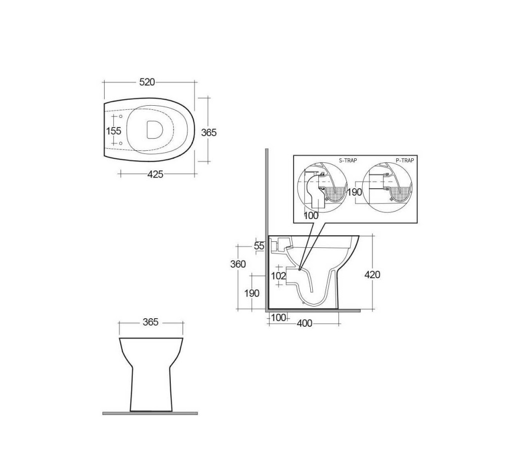 RAK MORNING WC ŠKOLJKA PODNA UNIVERZALNA  RIMLESS