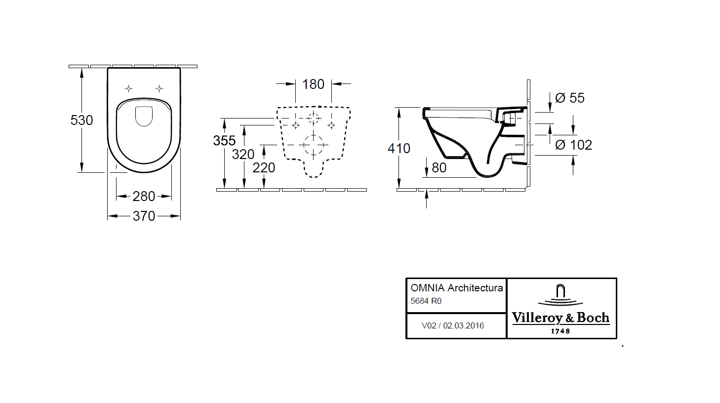 VILLEROY&BOCH OMNIA ARHITECTURA RIMLESS VISEĆA ŠKOLJKA SA SOFT CLOSE DASKOM