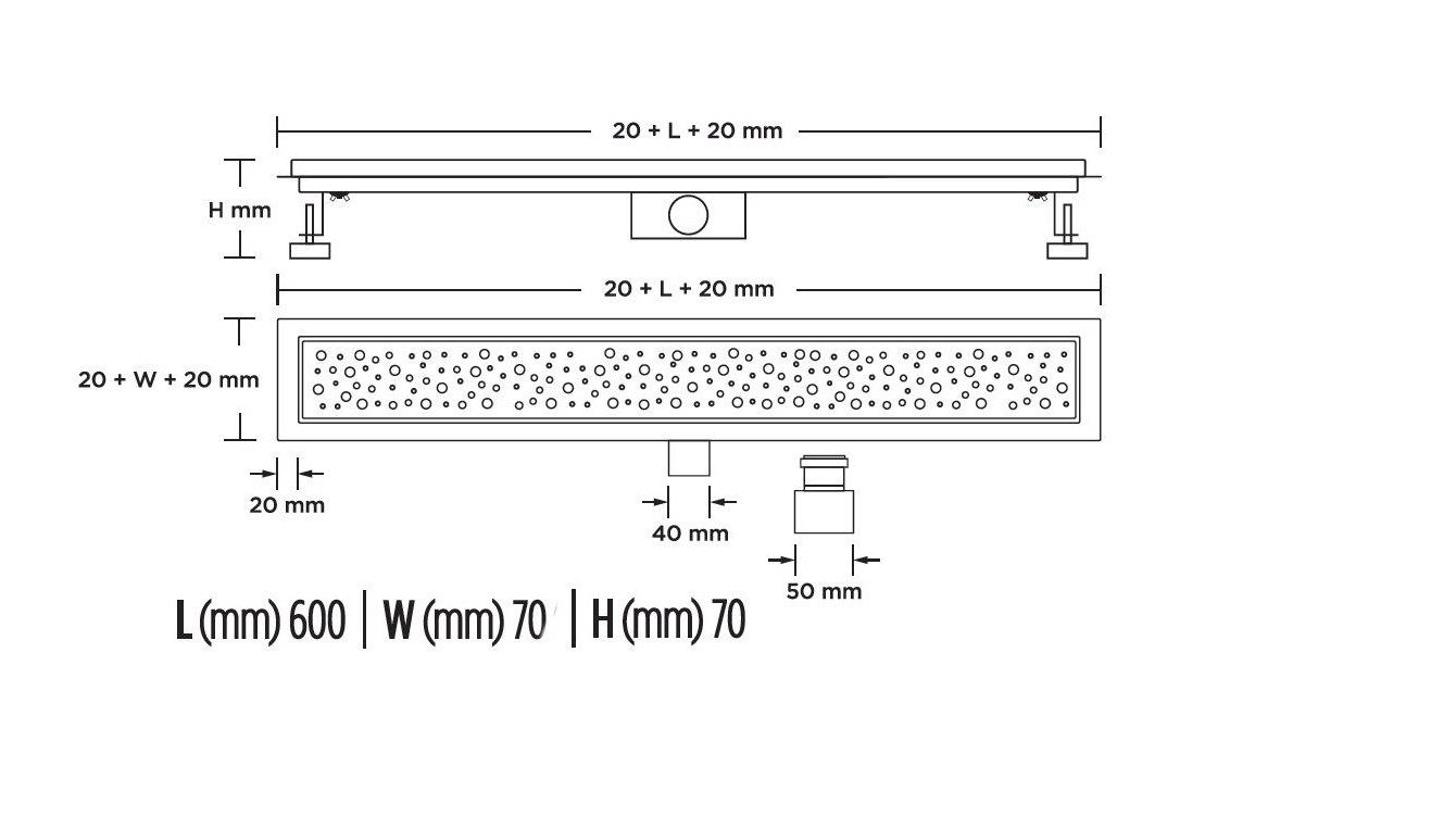 ARMAL  TUŠ KANALICA INOX 60 CM MJEHURIĆI