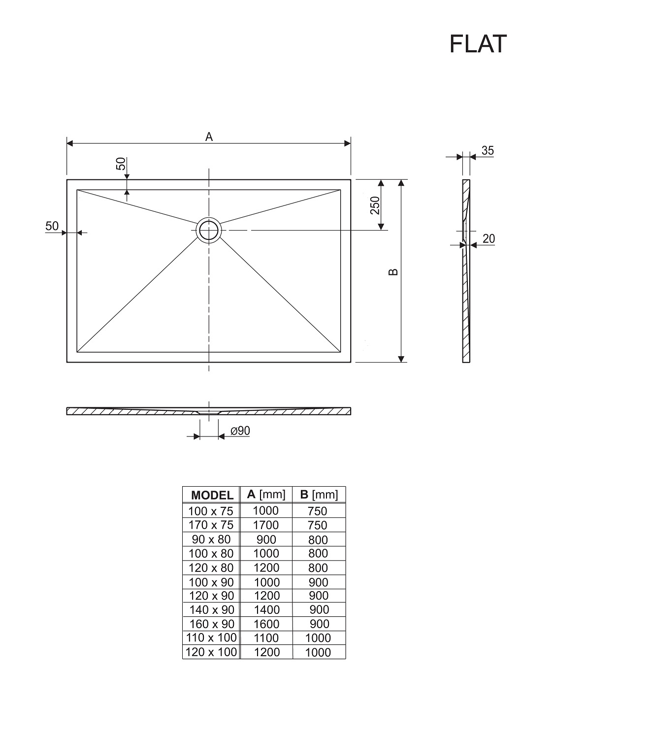 TUŠ KADA FLAT 100x75