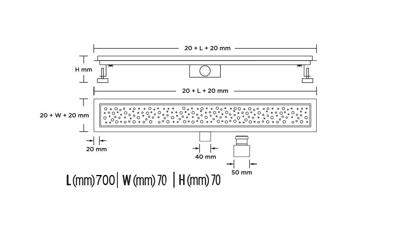 ARMAL  TUŠ KANALICA INOX 70 CM MJEHURIĆI