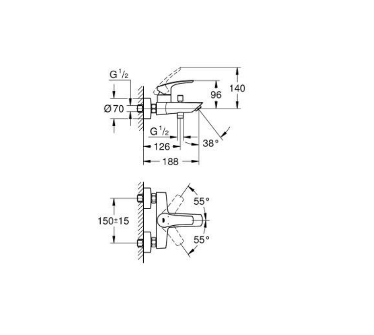 GROHE EUROSMART  MJEŠALICA ZA KADU