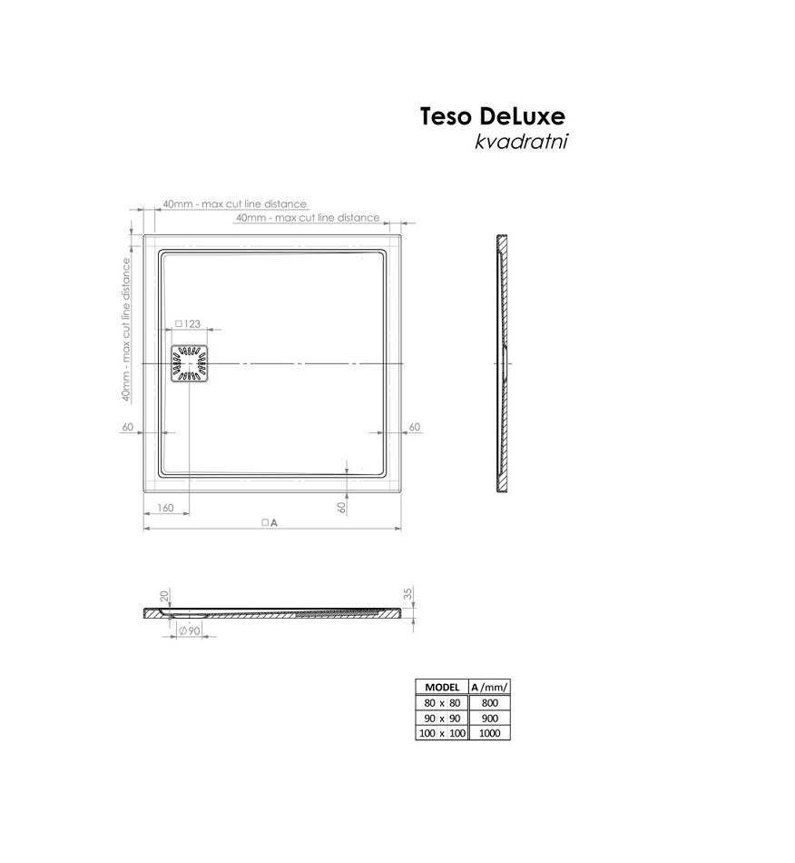 TUŠ KADA TESO  DELUXE 80X80